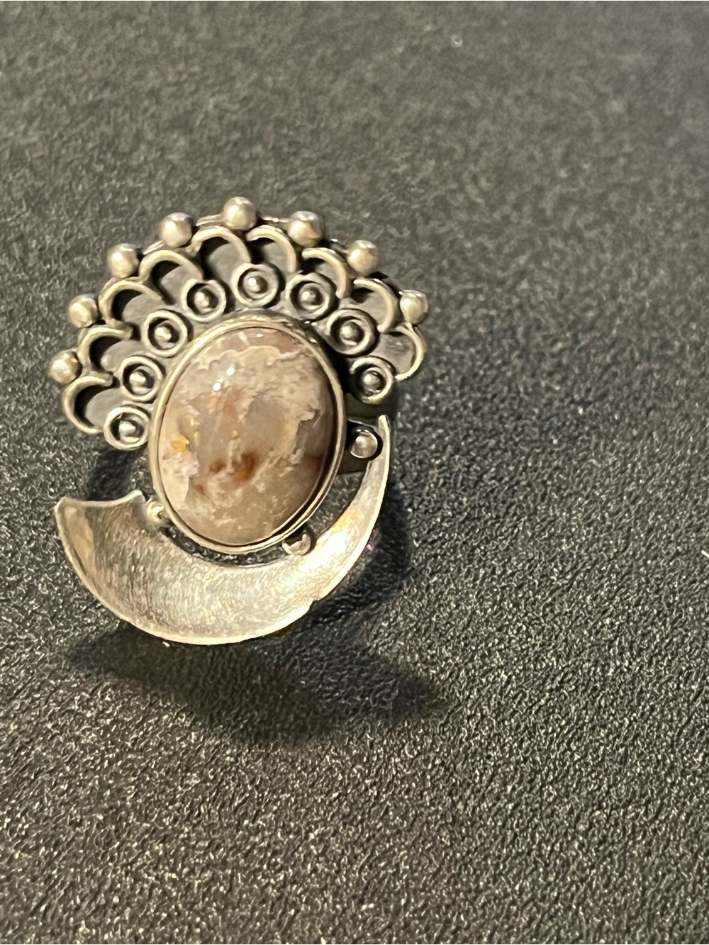Handcrafted Silver Statement Ring with Purple Agate. Size 7 3/4 - Picture 6 of 8